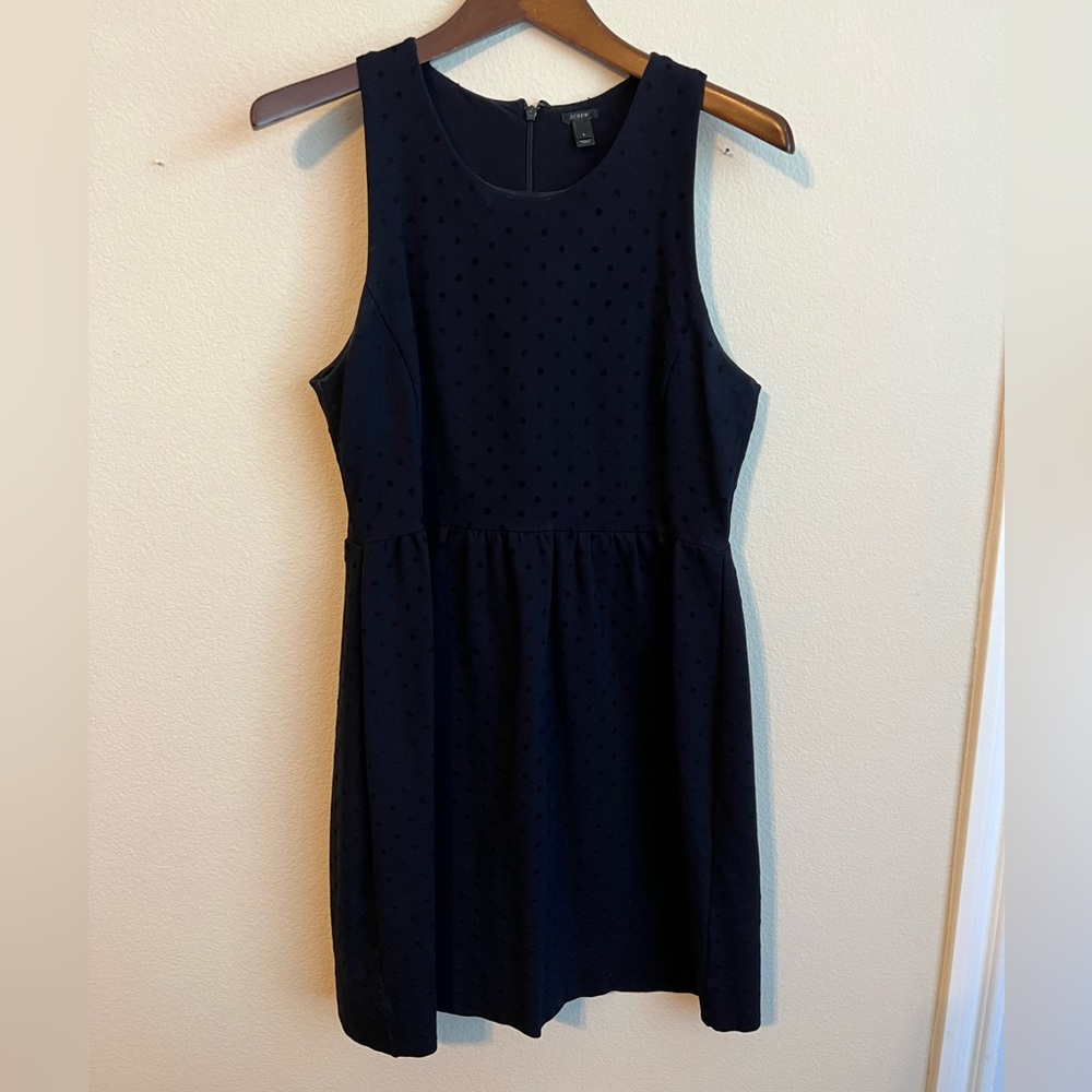 Jcrew womens black polkadot dress Large